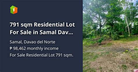 Zone values per sqm lot in SAMAL CITY, Davao Del Norte.